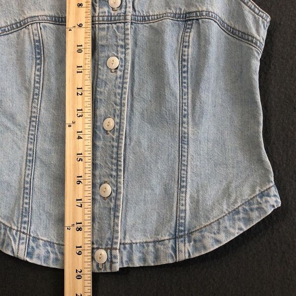 Madewell Top Sz 0 Denim Button Front Vest 100% Cotton Crop Tank Light Wash New* - Picture 5 of 13